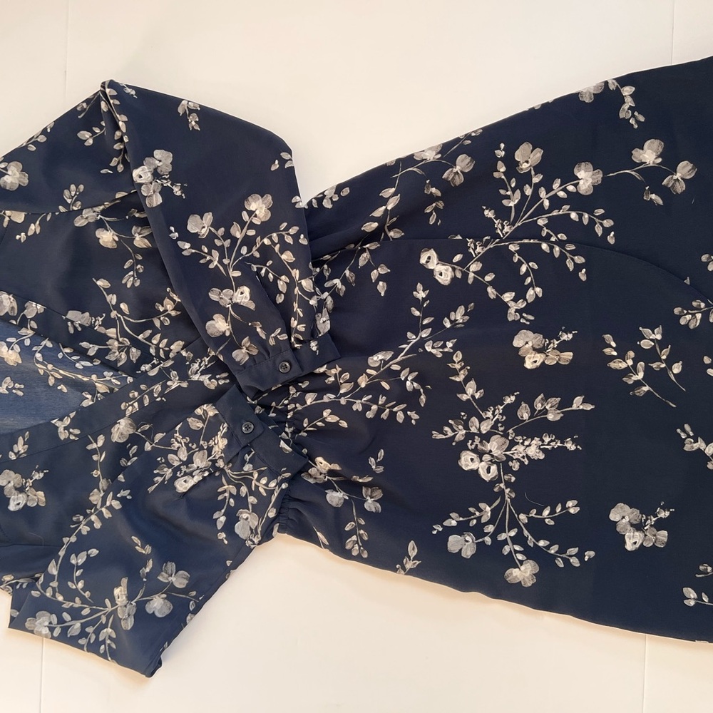 Gap Navy Floral Faux-Wrap Mini Dress - Picture 7 of 7